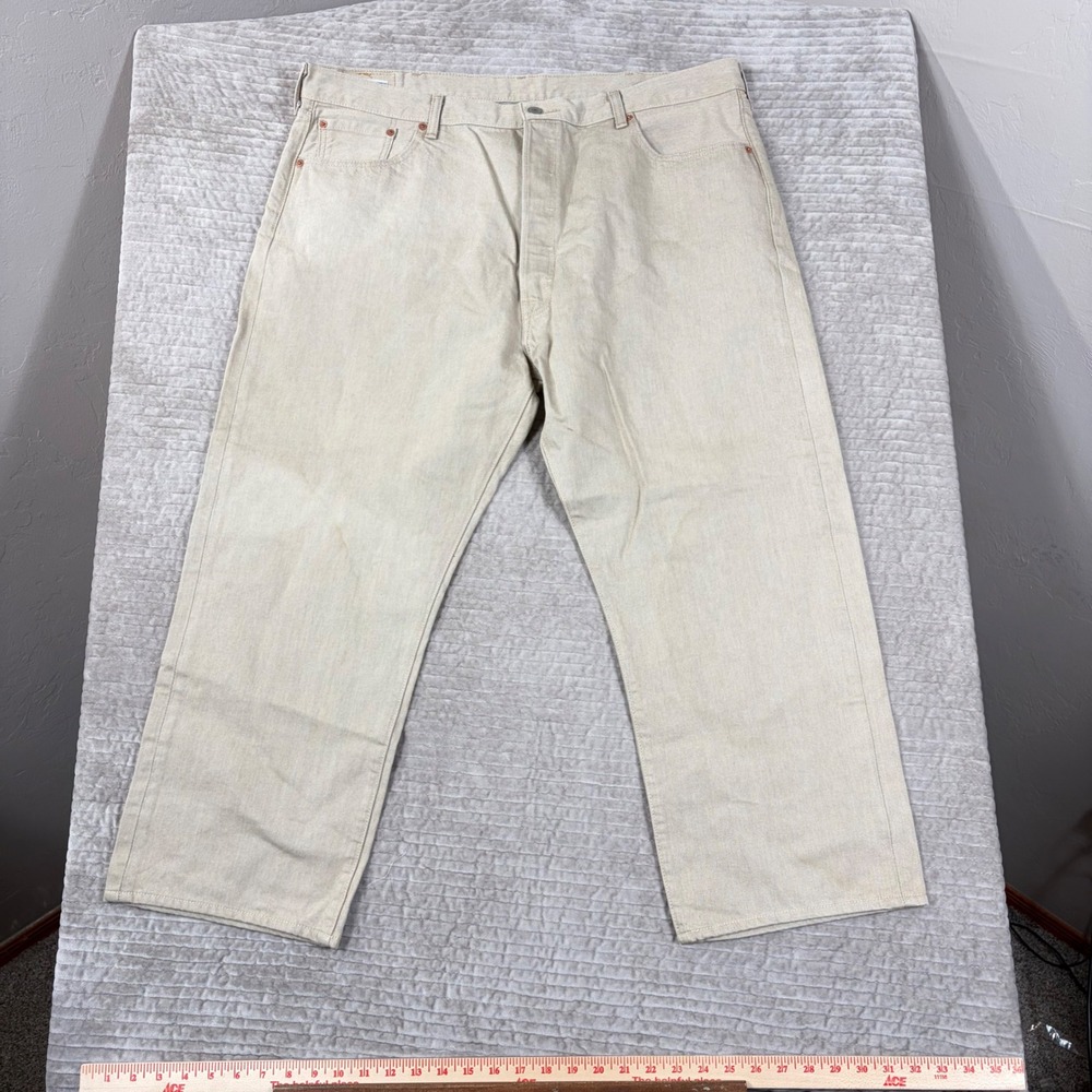 Levis 501 White Oak Cone Denim Jeans Mens 44x26 Tan Straight Leg Button Fly